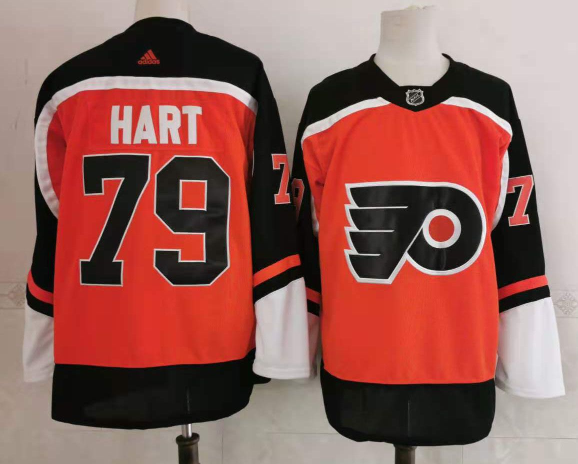 Adidas Men Philadelphia Flyers 79 Hart Orange Home Authentic Stitched NHL Jersey